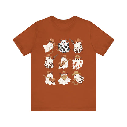 Ghost Cowboy Halloween Western Country Boo Guitar Cowgirl T-Shirt