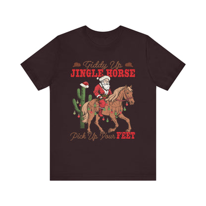 Giddy Up Jingle Horse Shirt – Retro Howdy Christmas Western Cowboy Holiday Tee