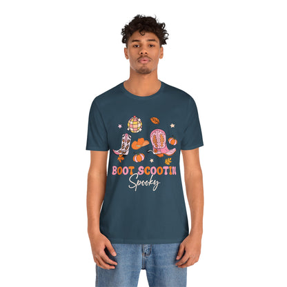 Boot Scootin Spooky Howdy Western Halloween Thanksgiving T-Shirt, Retro Cowgirl Fall Tee