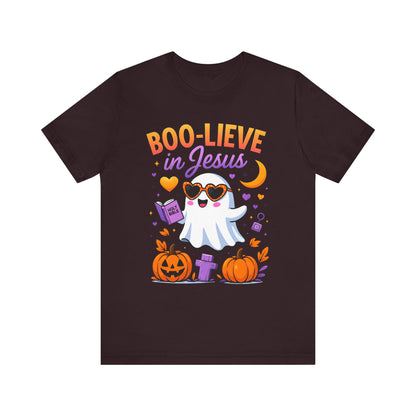 Boo-lieve in Jesus Shirt – Pastel Ghost Funny Christian Halloween Faith Tee