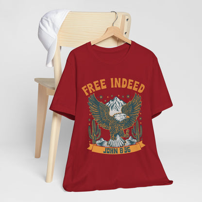 Free Indeed Shirt – Vintage John 8:36 Christian Eagle Bible Prayer Tee