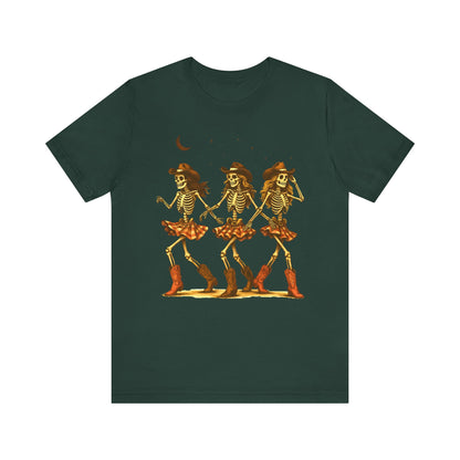 Skeleton Cowgirls Shirt Line Dancing Western Halloween Rodeo Tee