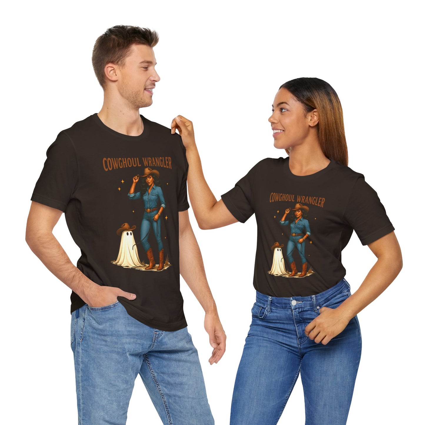 Cowghoul Wrangler Shirt Western Cowgirl Cowboy Ghost Halloween Tee, Spooky Rodeo Fall Outfit