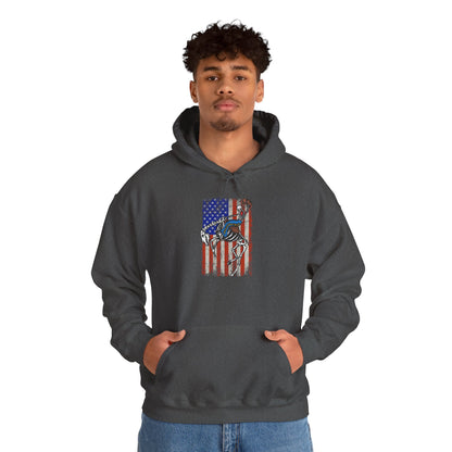 US Flag Skeleton Cowboy Hoodie – Western Horse Riding Rodeo Pullover