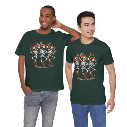 Dancing Skeleton Cowboy Western Rodeo Halloween Spooky Vibes T-Shirt