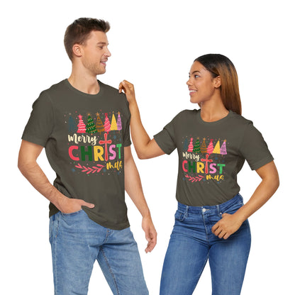 Retro Rustic Merry Christmas Shirt – Christian Cross Jesus Faith Holiday Tee