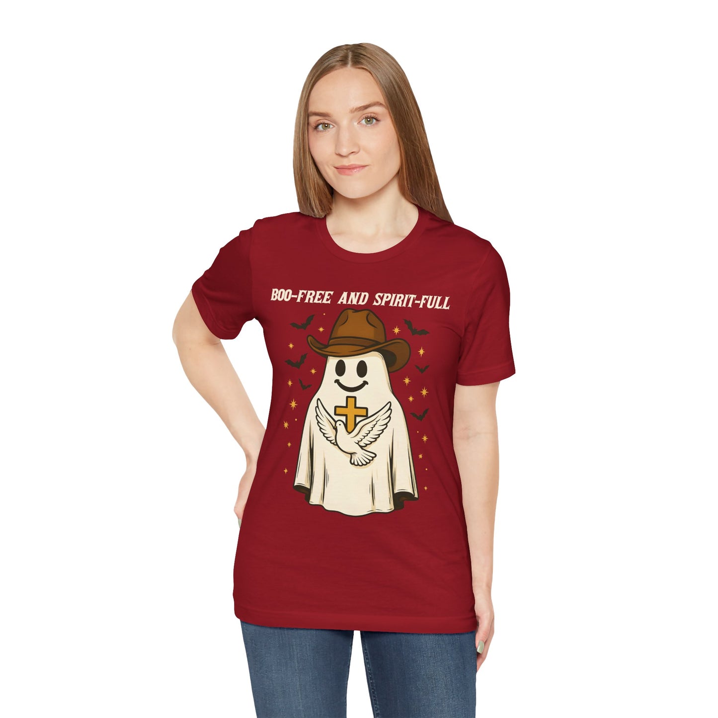Boo Free and Spirit Full Shirt – Christian Ghost Cowboy Halloween Faith Tee