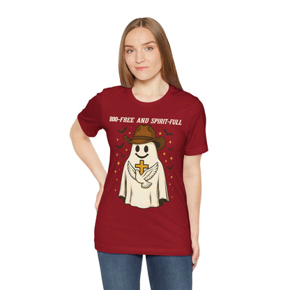 Boo Free and Spirit Full Shirt – Christian Ghost Cowboy Halloween Faith Tee