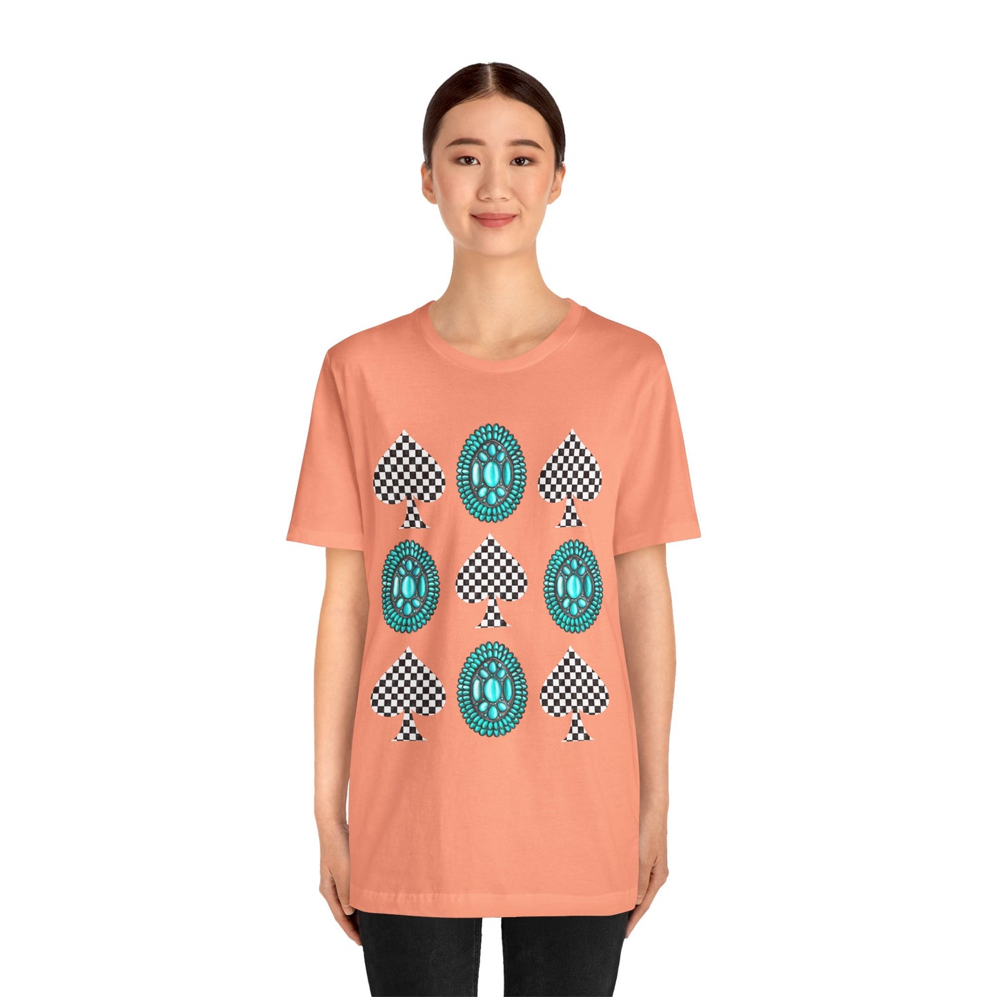 Western Turquoise Stone Shirt – Gemstone Playing Card Texas Rodeo Tee