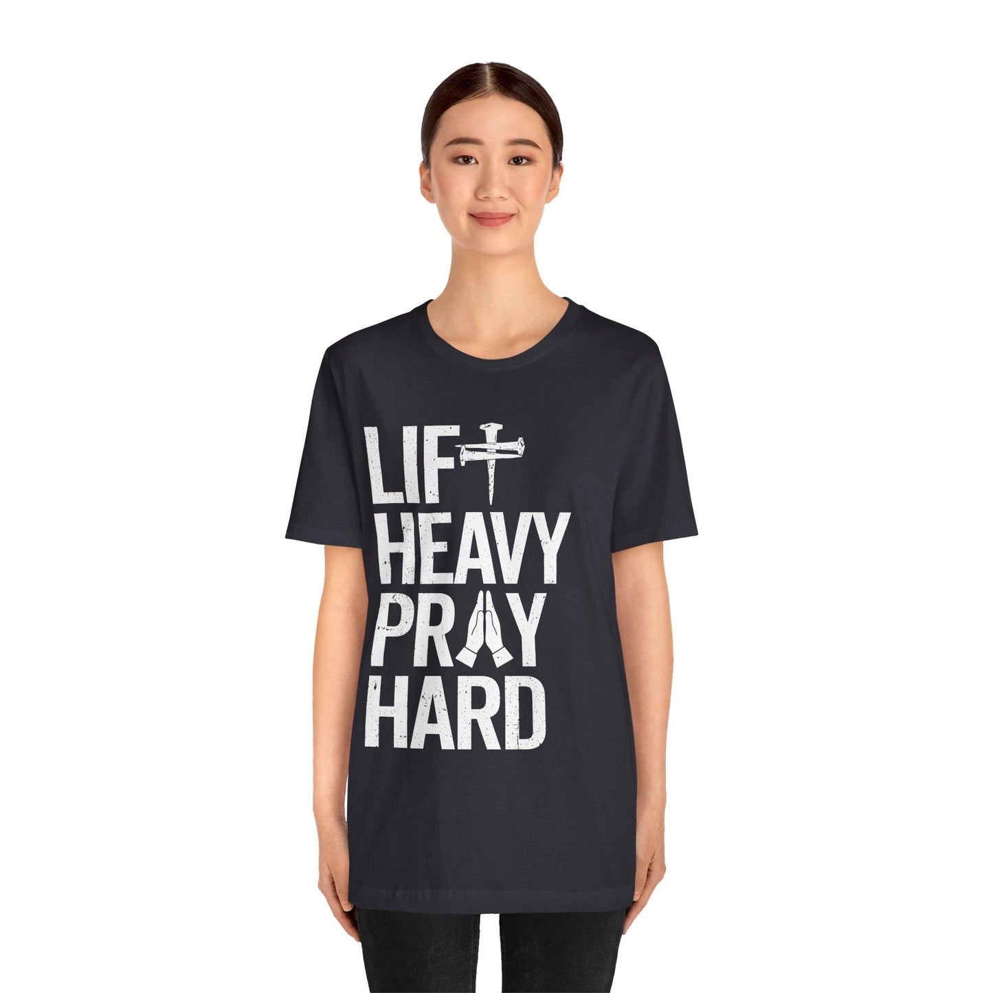 Lift Heavy Pray Hard Cross Nails Trendy Christ Gym Vintage T-Shirt