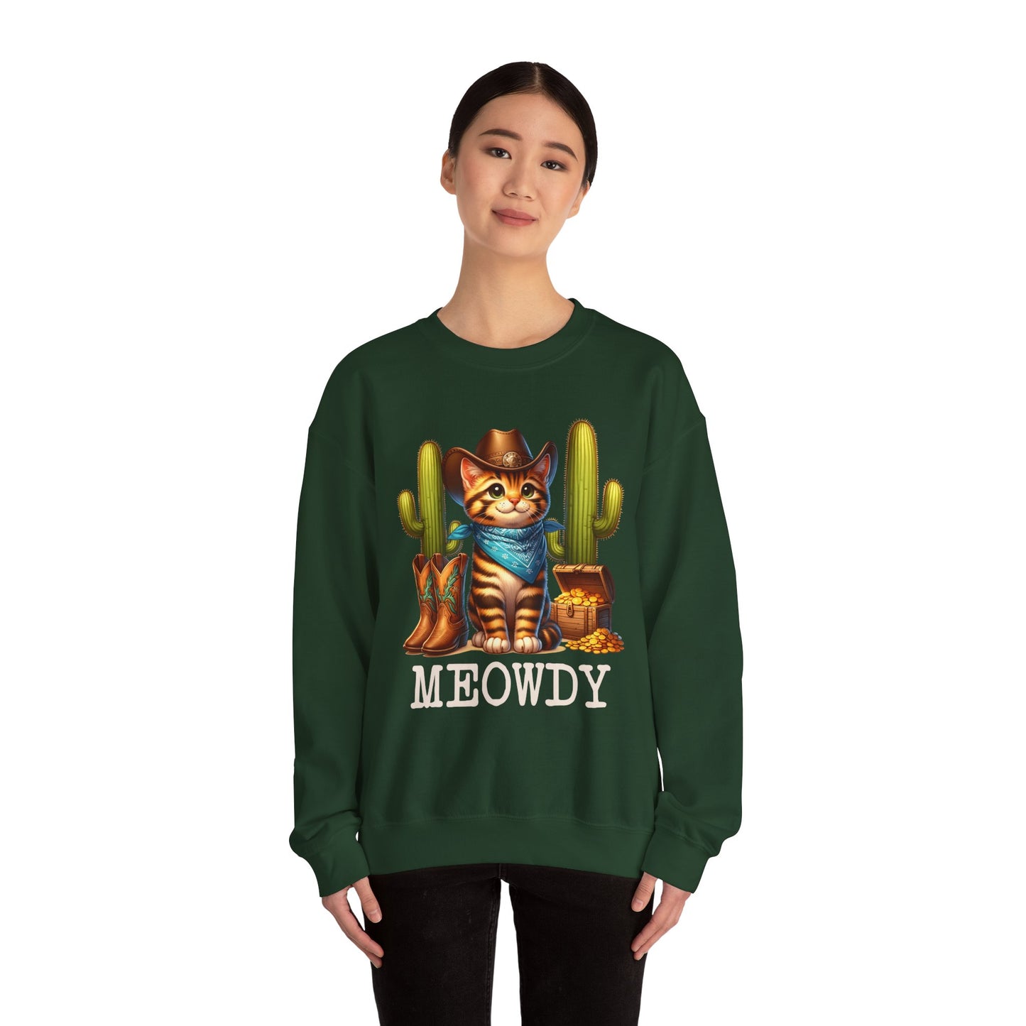 Meowdy Cowboy Cat Sweatshirt – Western Howdy Southern Country Cactus Pullover