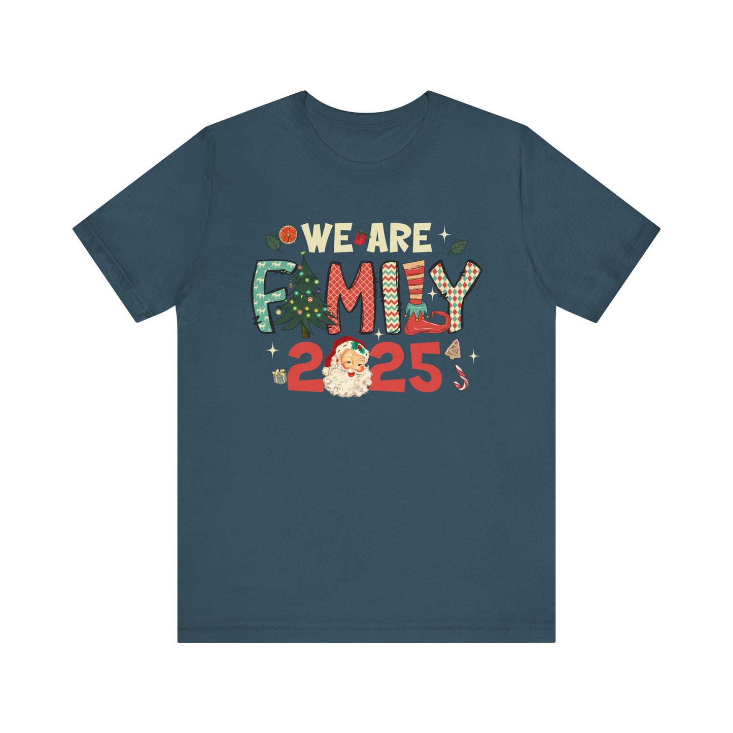 Vintage We Are Family Christmas Shirt – Retro Santa & Tree Matching Holiday Tee