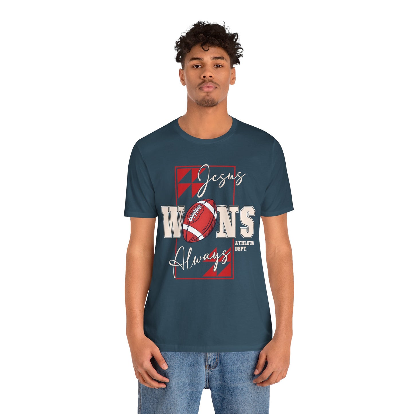 Jesus Wins Always Shirt – Christian Football Faith Player Sports Tee