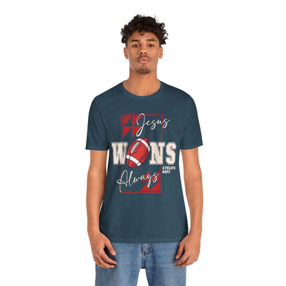 Jesus Wins Always Shirt – Christian Football Faith Player Sports Tee