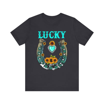 Horse Shoe Lucky Shirt – Western Turquoise Gemstone Texas Sunflowers Tee