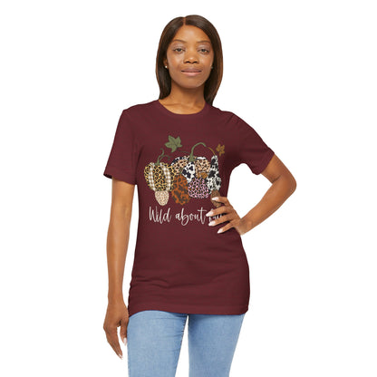 Wild About Fall Shirt – Pumpkin Leopard Plaid Autumn Thanksgiving Tee