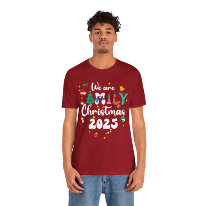 We Are Family Christmas 2025 Shirt – Groovy Snowman & Xmas Tree Matching Tee