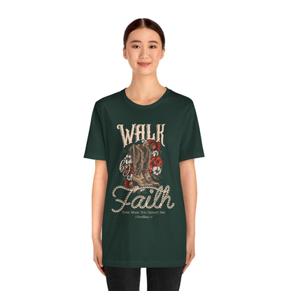 Walk by Faith Shirt – 2 Corinthians 5:7 Christian Jesus Bible Verse Tee