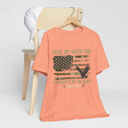 Rise Up with Strength Eagle Shirt – Isaiah 40:31 USA Flag Patriotic Christian Tee