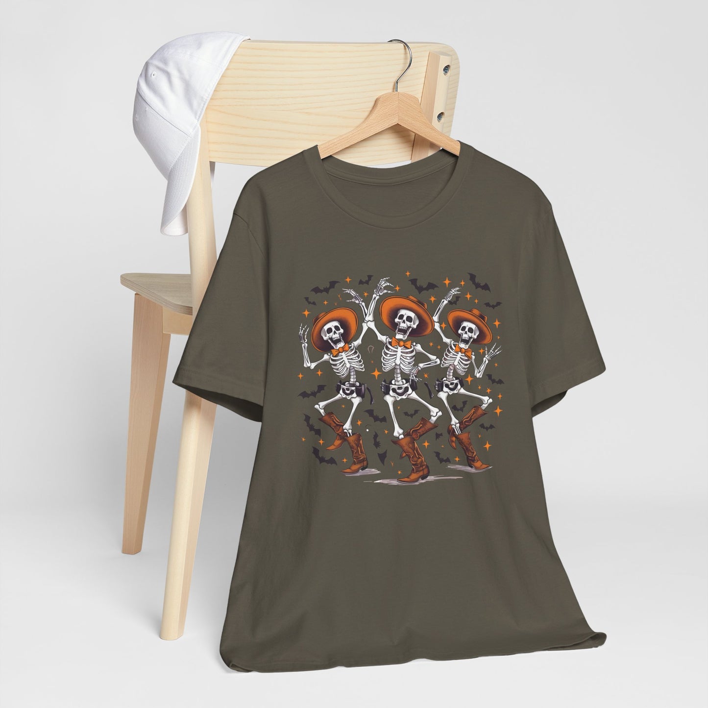 Dancing Skeleton Cowboy Western Rodeo Halloween Spooky Vibes T-Shirt