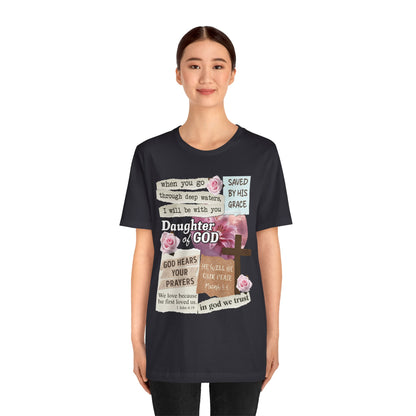 Daughter of God Shirt – Christian Floral Bible Verse Encouraging Faith Tee for Women