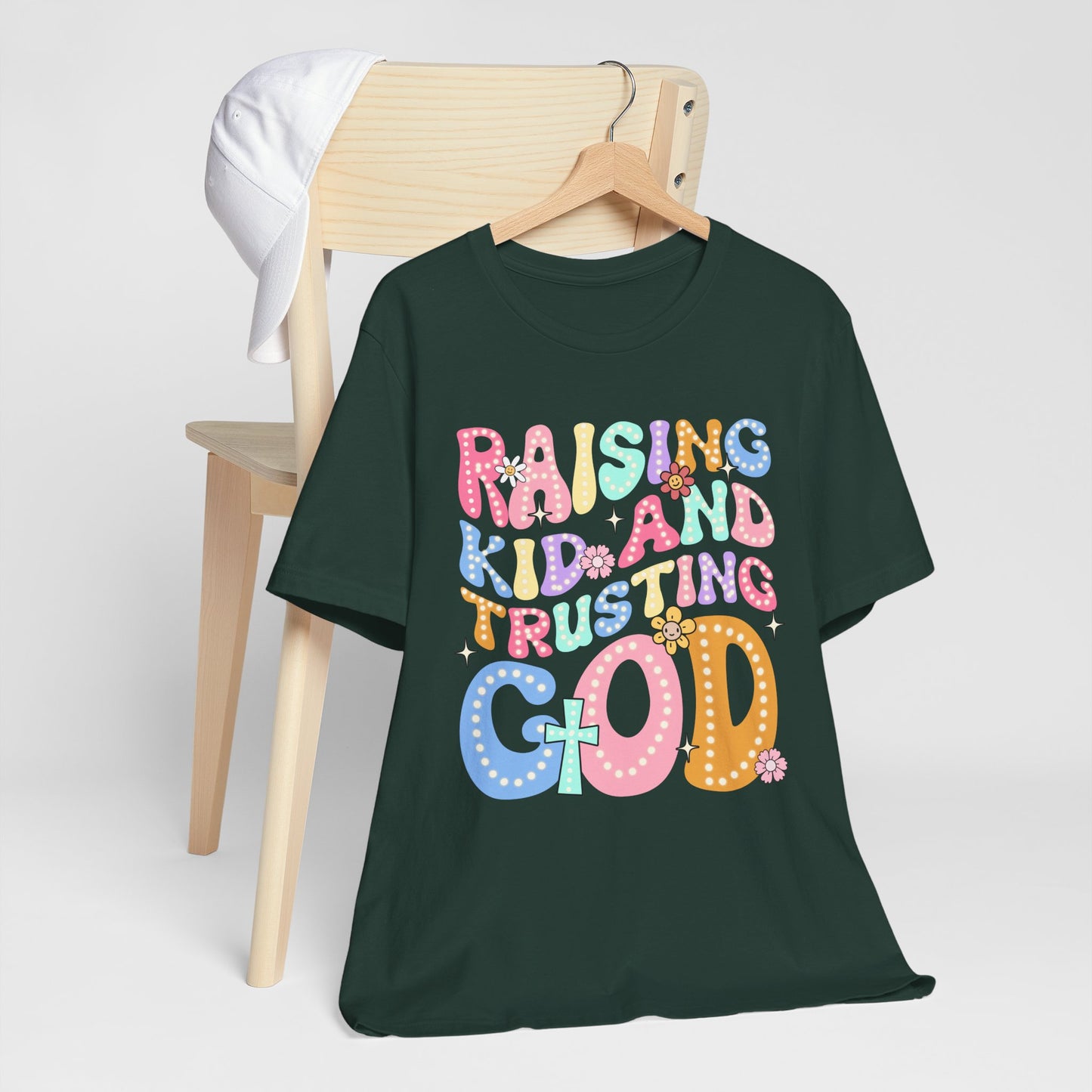 Raising Kids and Trusting God Shirt – Groovy Christian Faith-Fueled Mama Tee