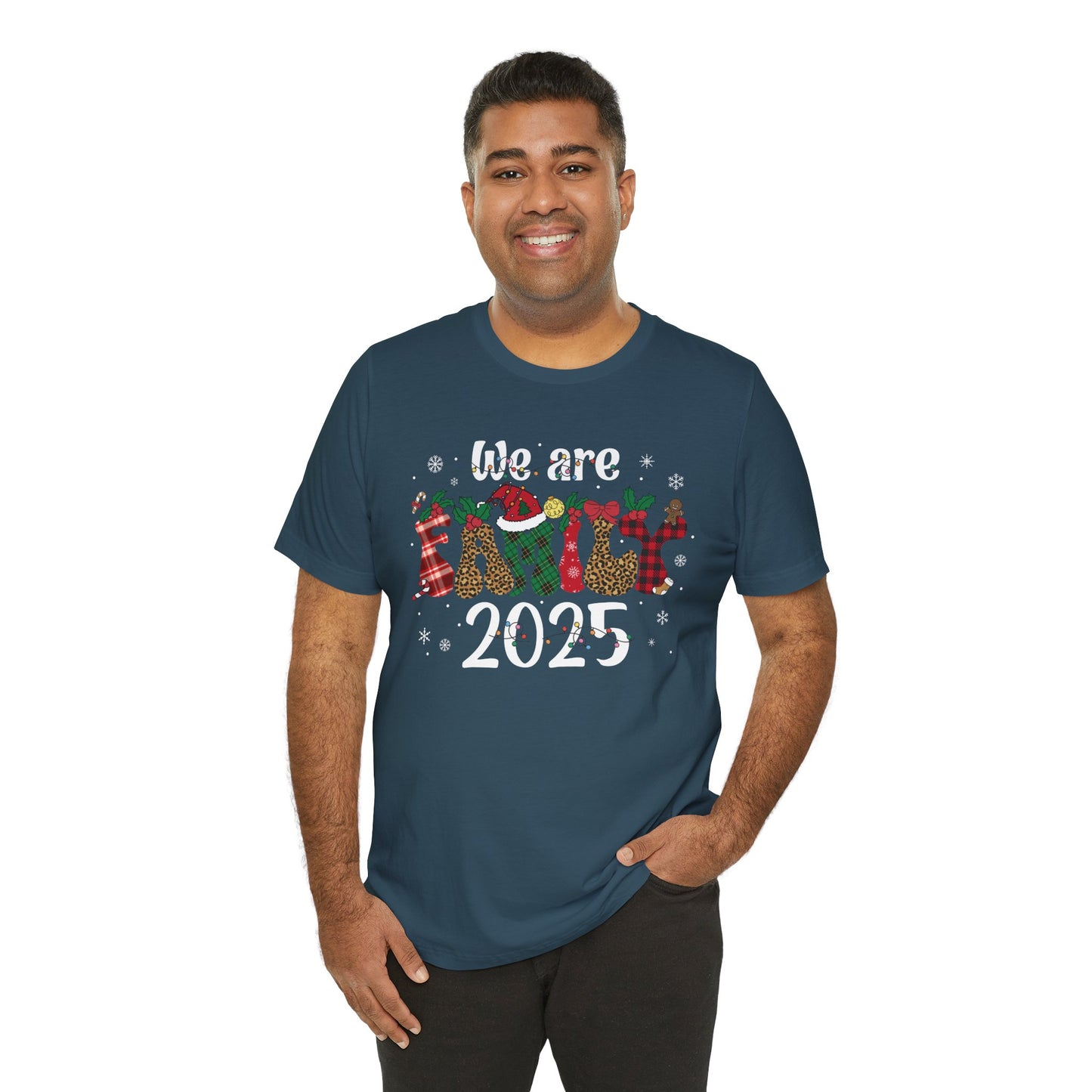Retro Groovy We Are Family Christmas Shirt – Funky Reindeer Matching Holiday Tee