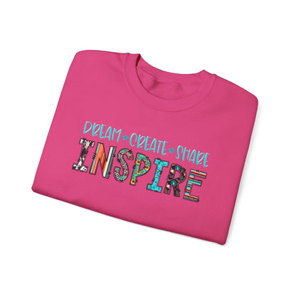 Dream Create Share Inspire Sweatshirt – Motivational Teacher Western Pullover