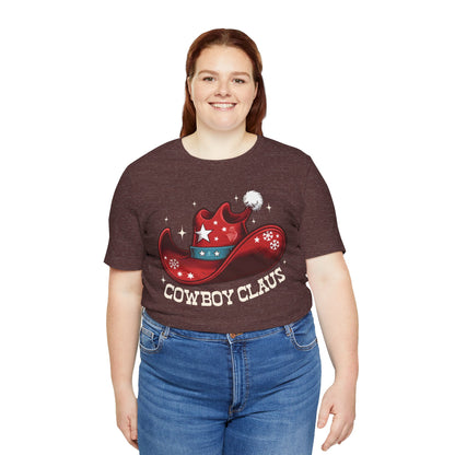 Cowboy Claus Christmas Shirt – Western Santa Hat Funny Cowboy Holiday Tee
