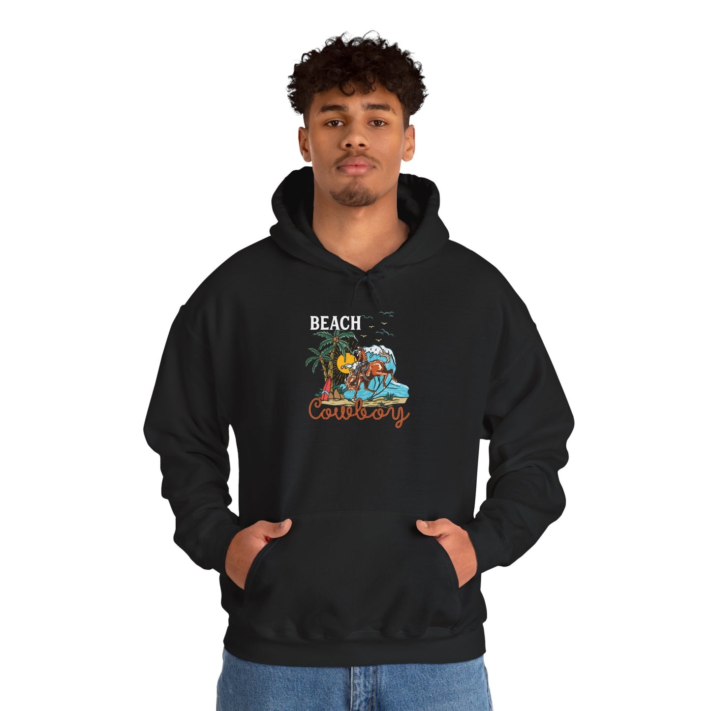 Beach Cowboy Hoodie – Tropical Palm Tree Western Rodeo Texas Pullover