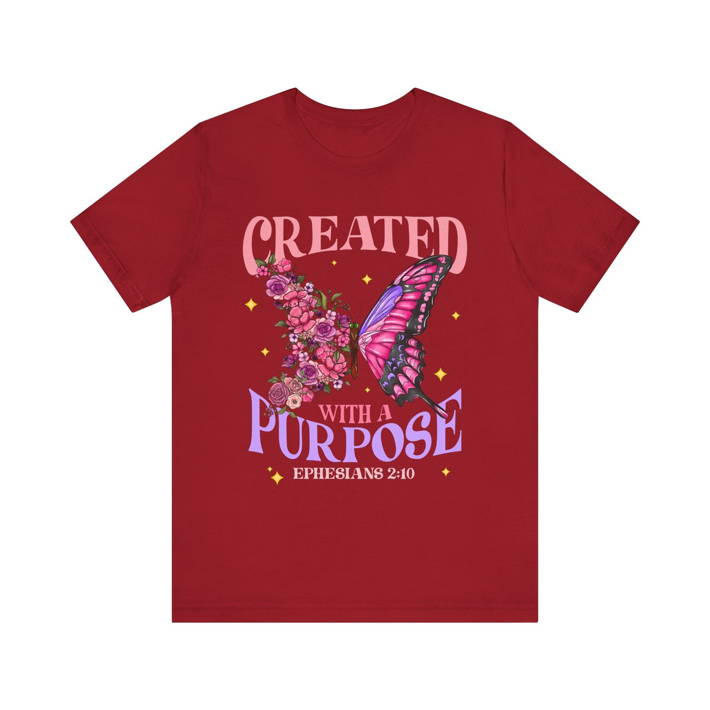 Created With a Purpose Shirt – Christian Butterfly Floral Inspirational Faith Tee