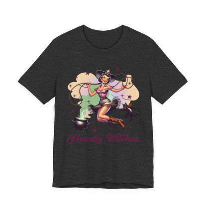 Howdy Witches Cowgirl Halloween Rodeo Western Black Cat T-Shirt