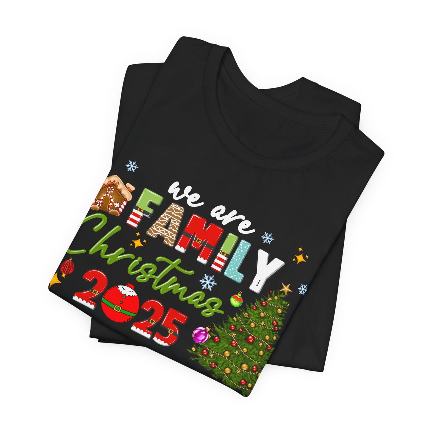 We Are Family Christmas Shirt – Matching Holiday Tee with Christmas Tree Lights