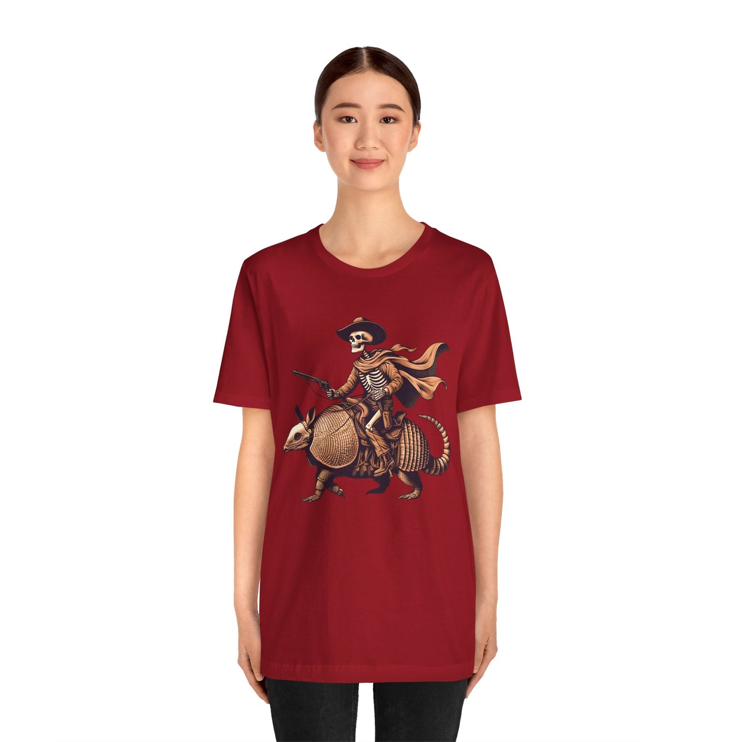 Cowboy Skeleton Riding Armadillo Shirt – Howdy Western Texas Rodeo Tee