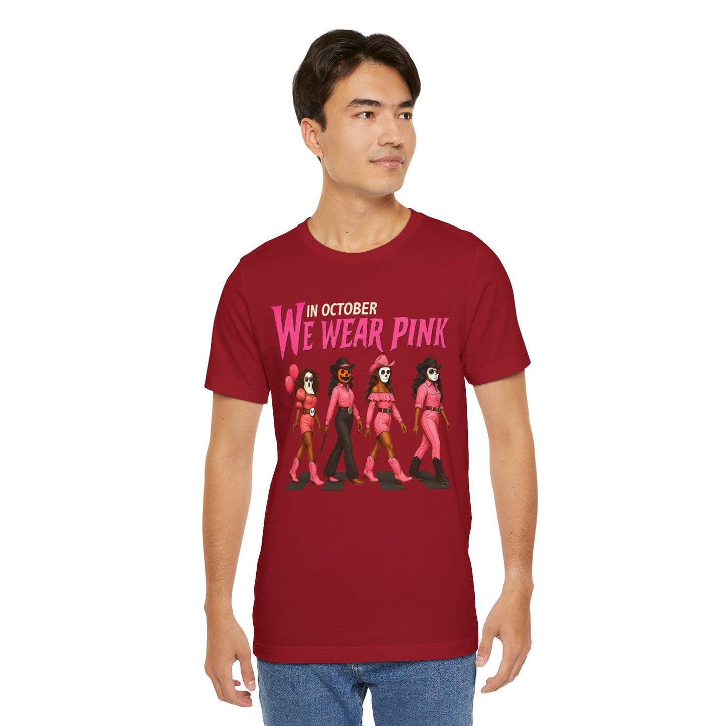 In October We Wear Pink Shirt – Spooky Cowgirl Western Halloween Tee