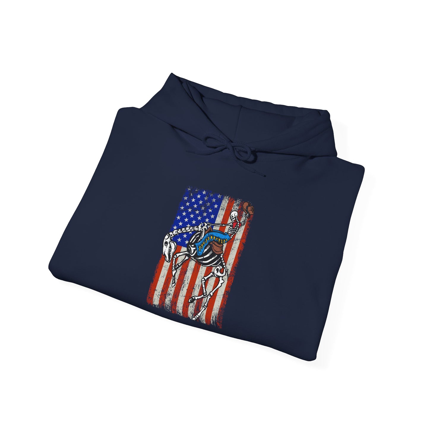 US Flag Skeleton Cowboy Hoodie – Western Horse Riding Rodeo Pullover