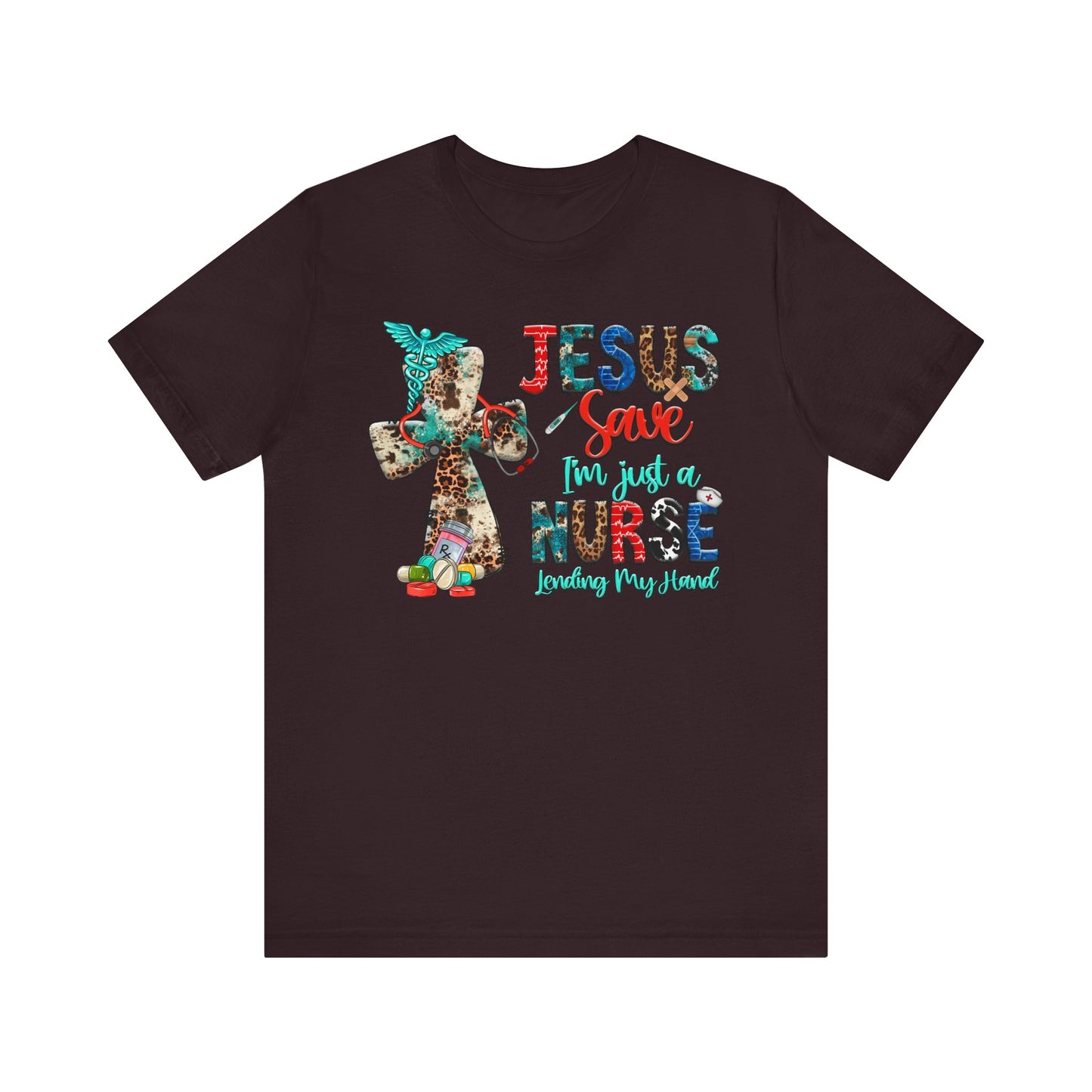 Jesus Save I’m Just a Nurse Shirt – Christian Leopard Print Western Faith Nurse Tee