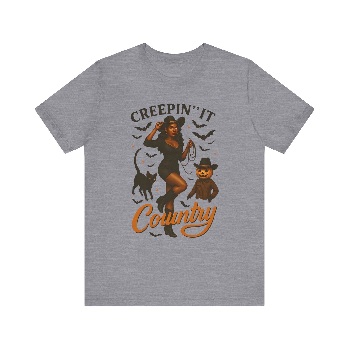 Creepin’ It Country Shirt – Spooky Cowgirl Pumpkin Western Halloween Tee