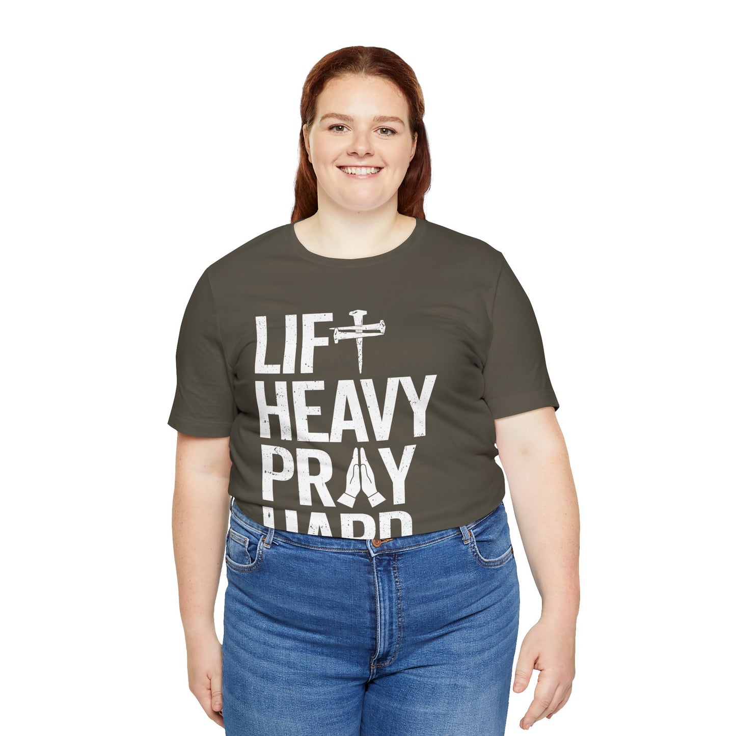 Lift Heavy Pray Hard Cross Nails Trendy Christ Gym Vintage T-Shirt