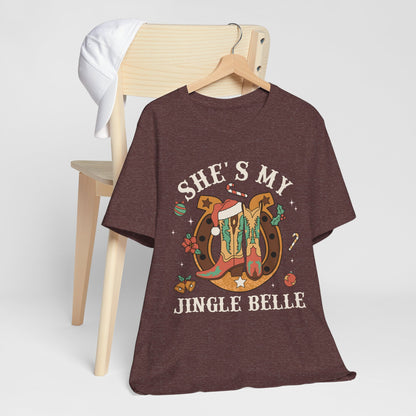 She’s My Jingle Bell Shirt – Cute Western Cowboy Cowgirl Matching Christmas Tee