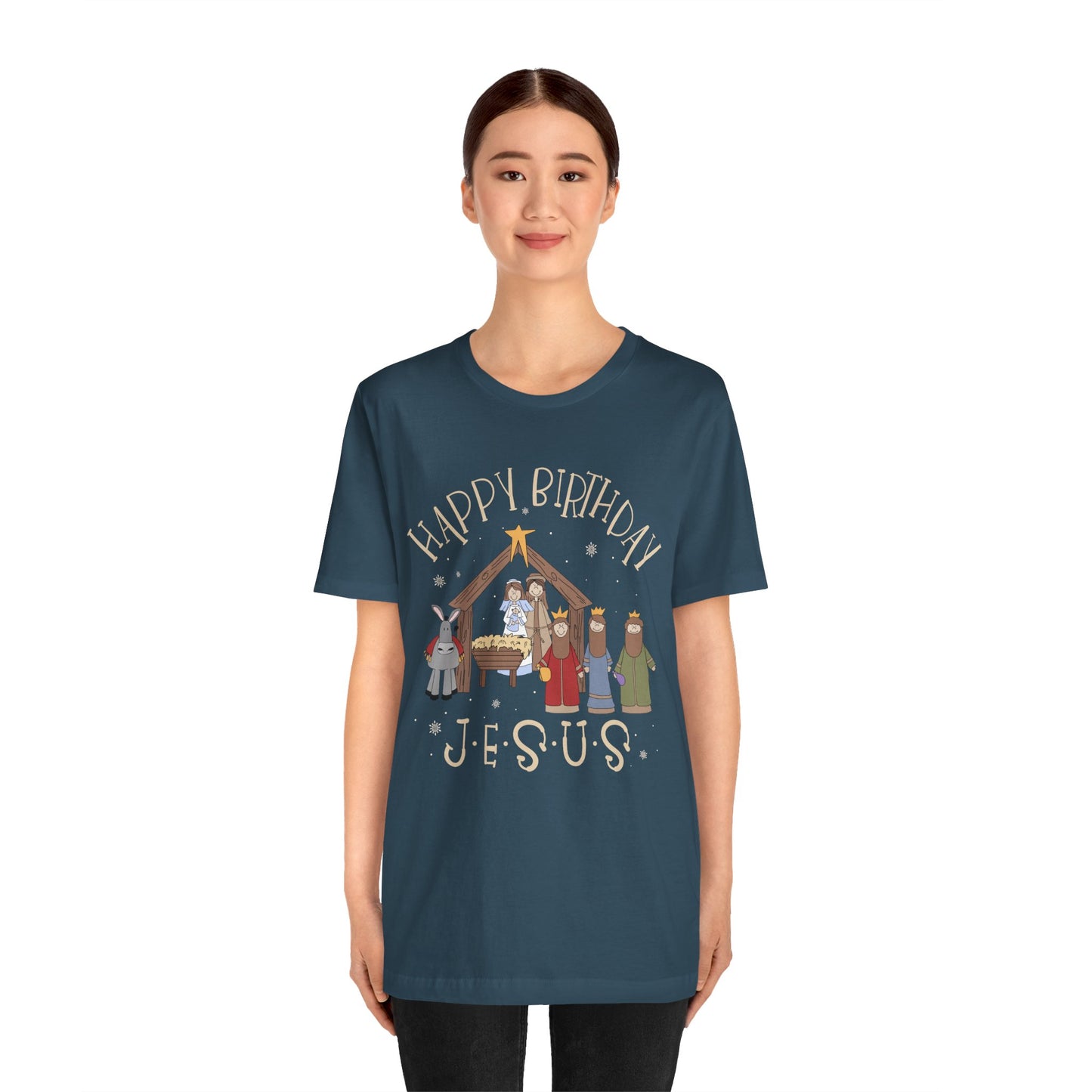 Nativity Happy Birthday Jesus Shirt – Christian Faith-Filled Christmas Tee