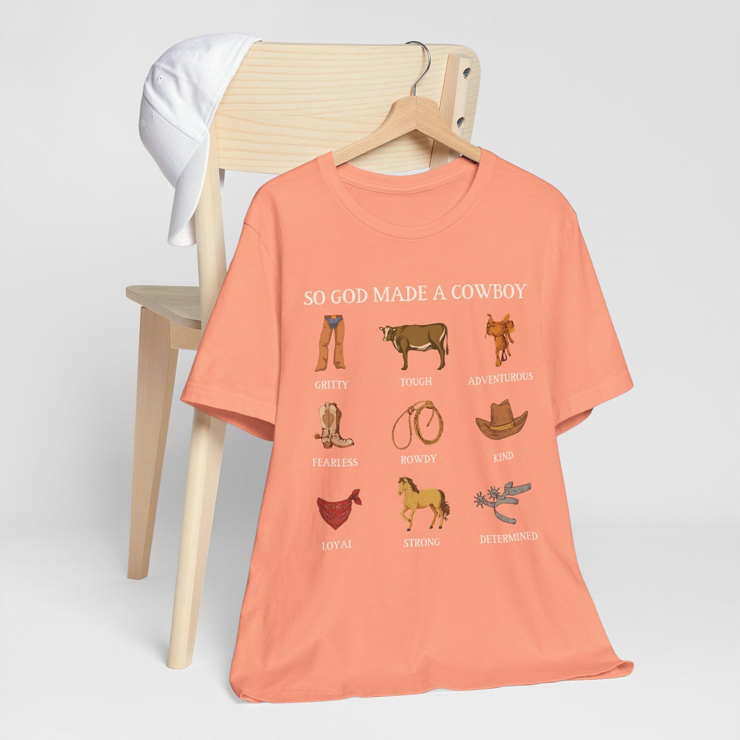 So God Made a Cowboy Shirt – Western Rodeo Christian Faith Country Graphic Tee