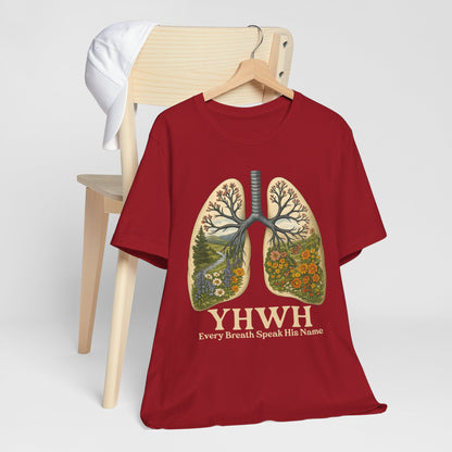 YHWH Every Breath Speaks His Name Shirt – Christian Forest Lungs Tee