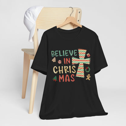 Believe in Christ-Mas Shirt – Retro Christian Jesus Vintage Holiday Faith Tee