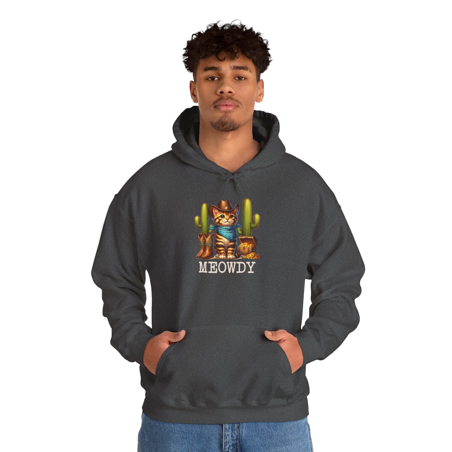 Meowdy Cowboy Cat Hoodie – Western Howdy Southern Country Cactus Pullover