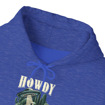 Howdy Cow Abduction Hoodie – Western UFO Rodeo Cactus Desert Texas Pullover