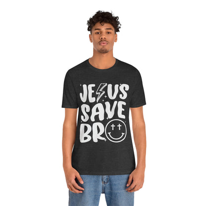 Jesus Saves Bro Shirt – Funny Retro Christian Cross Christmas Faith Tee