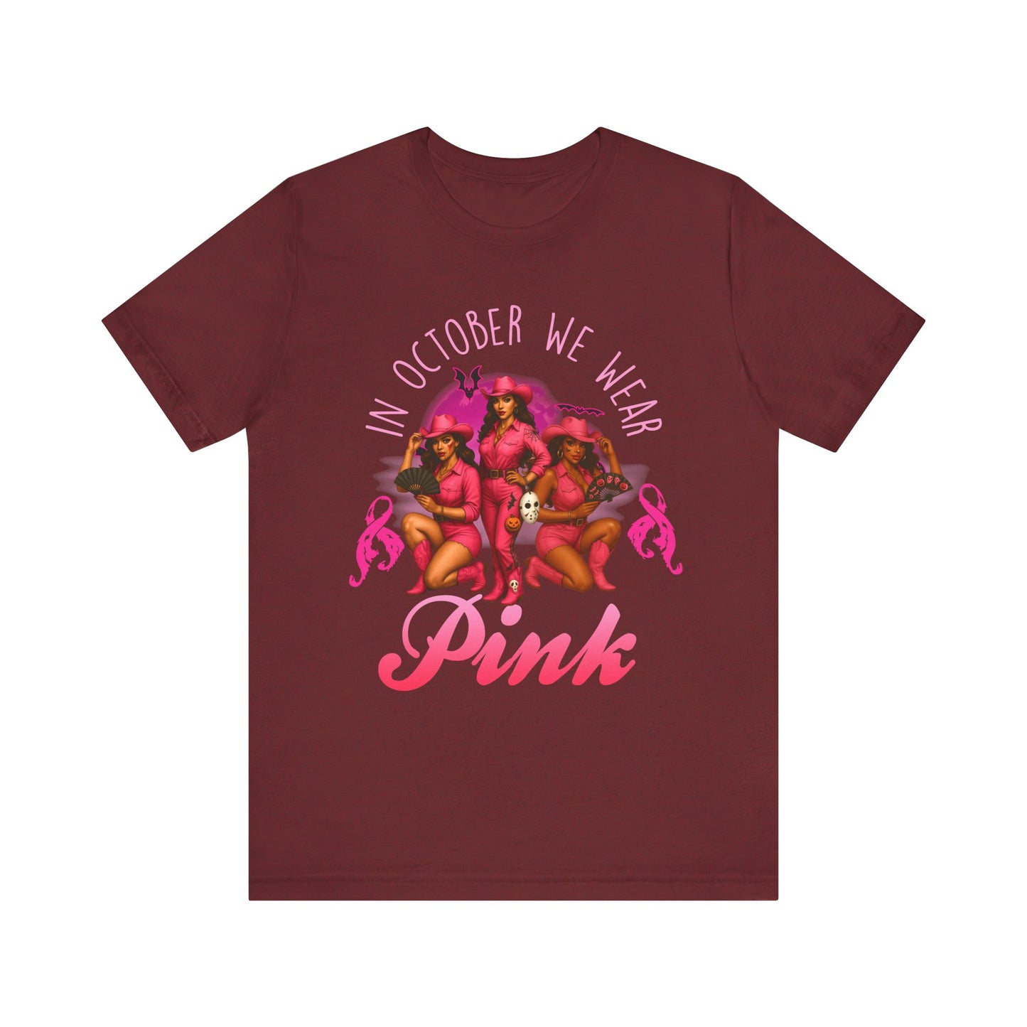 In October We Wear Pink Shirt – Western Cowgirl Breast Cancer Awareness Tee