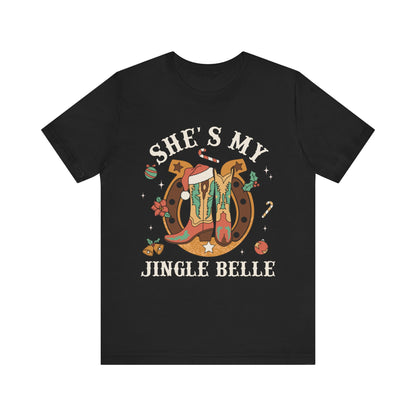 She’s My Jingle Bell Shirt – Cute Western Cowboy Cowgirl Matching Christmas Tee