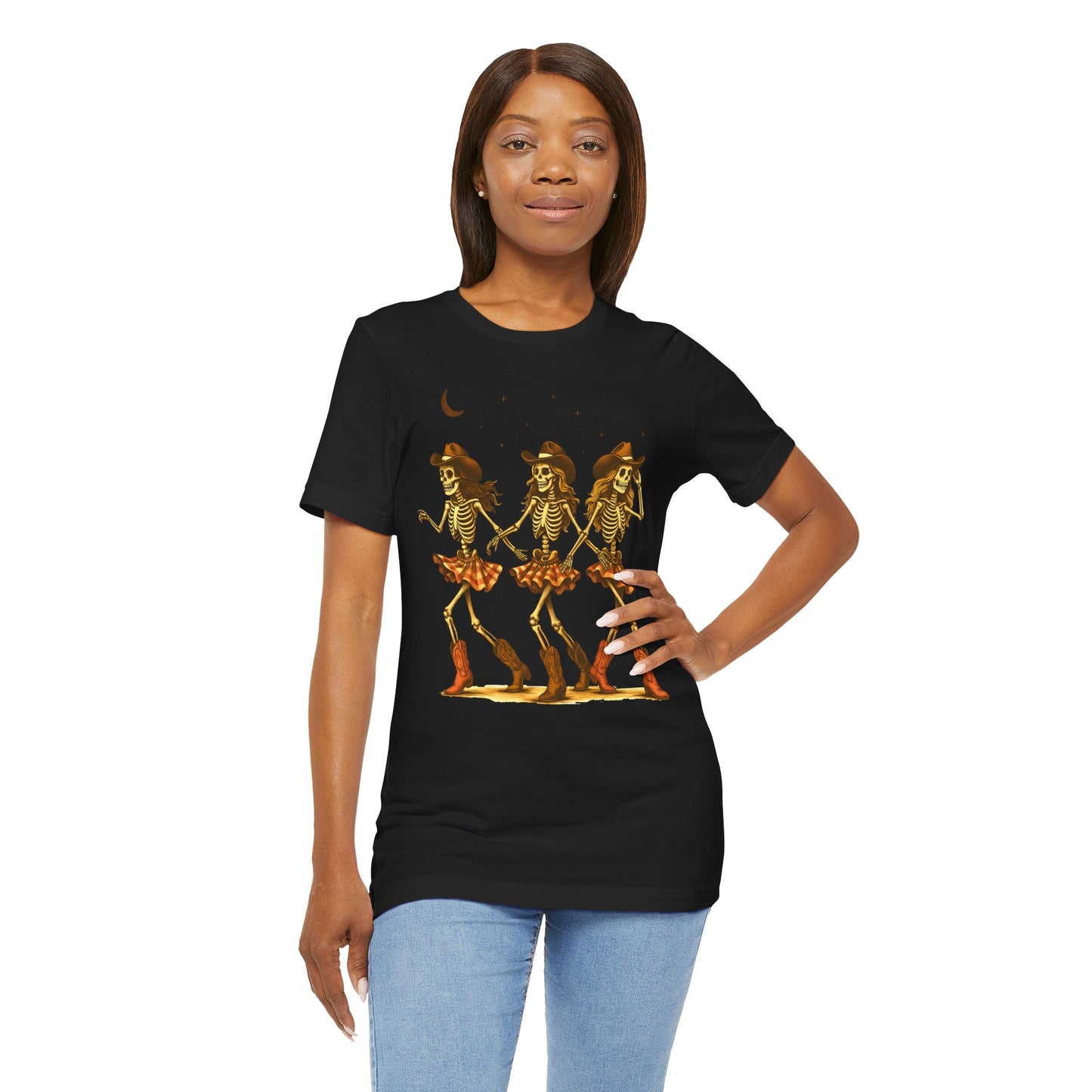 Skeleton Cowgirls Shirt Line Dancing Western Halloween Rodeo Tee